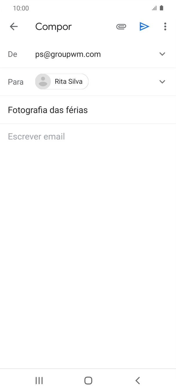 Prima o campo de escrita e escreva o texto do e-mail.