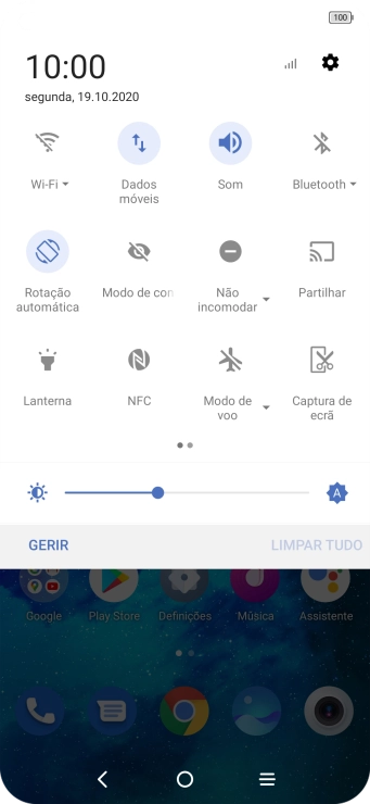 Prima o ícone de perfil as vezes necessárias para ativar ou desativar o perfil silencioso.