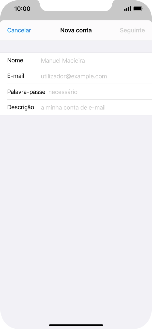 Prima Nome e introduza o nome do remetente pretendido.