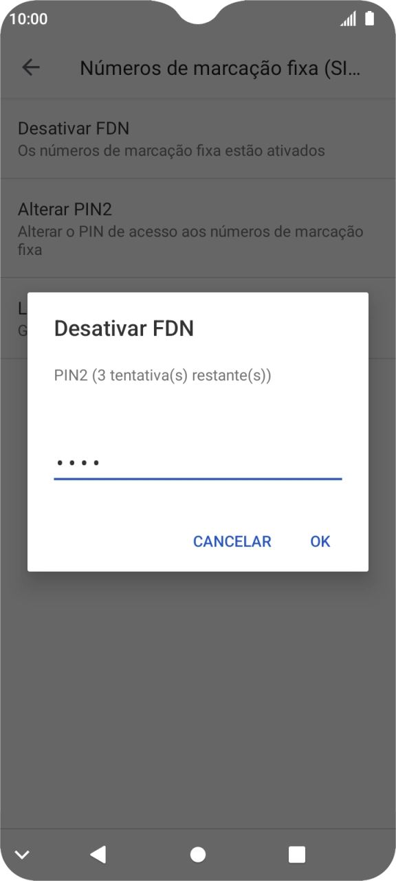 Introduza o código PIN2 e prima OK.