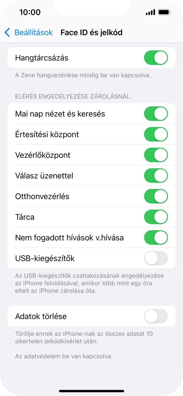 Kattints az „Adatok törlése” melletti csúszkára a funkció be- vagy kikapcsolásához.