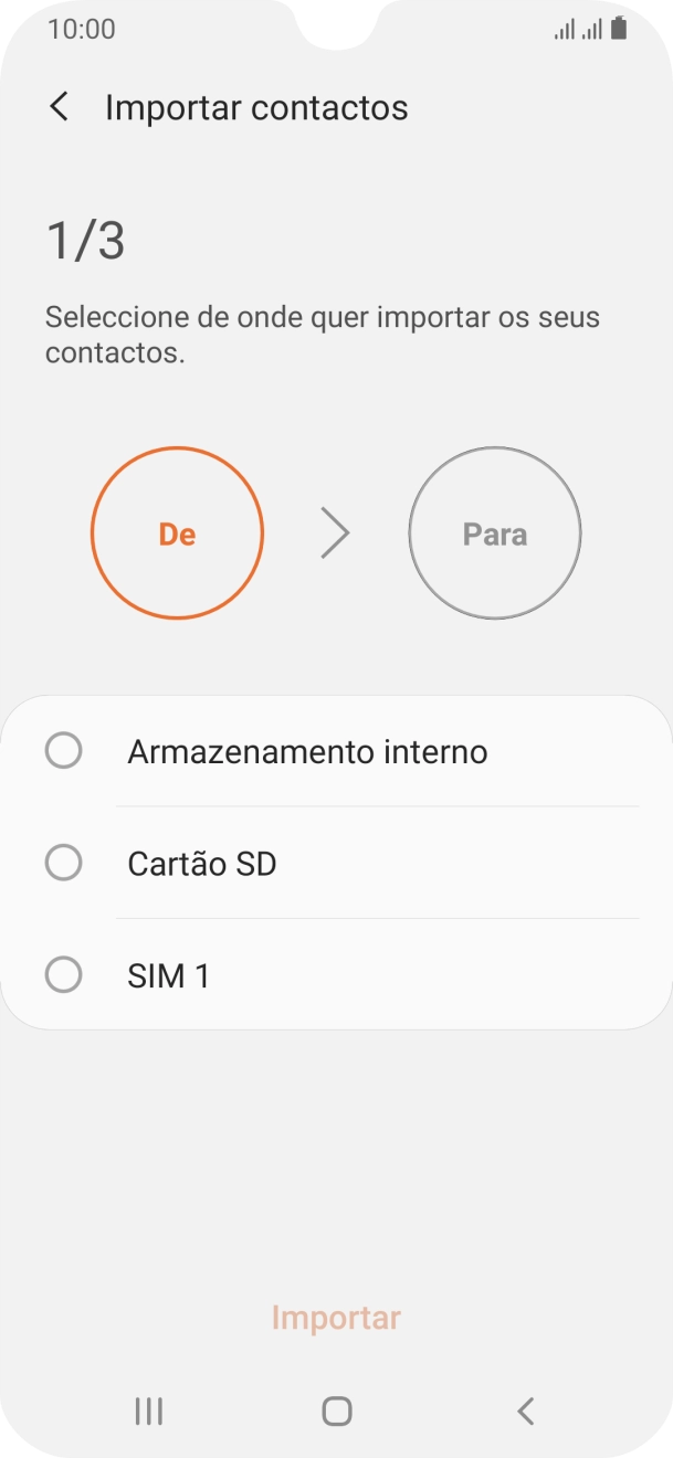Prima o cartão SIM pretendido.
