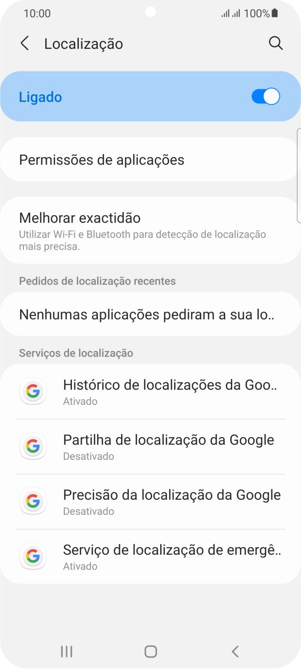 Prima Permissões de aplicações.