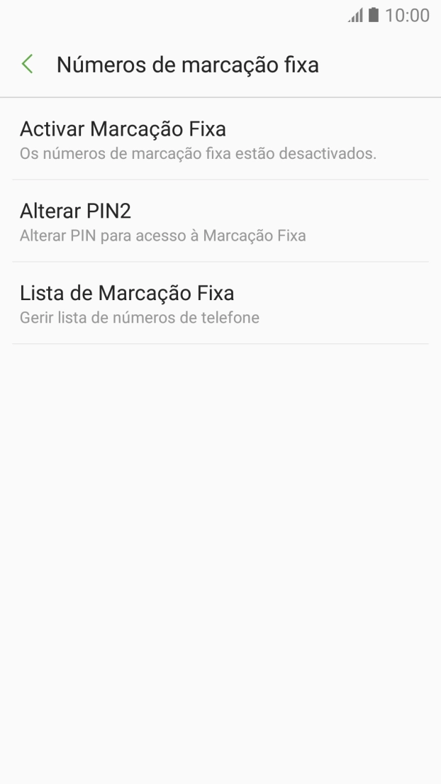 Prima Activar Marcação Fixa para ativar a marcação permitida.