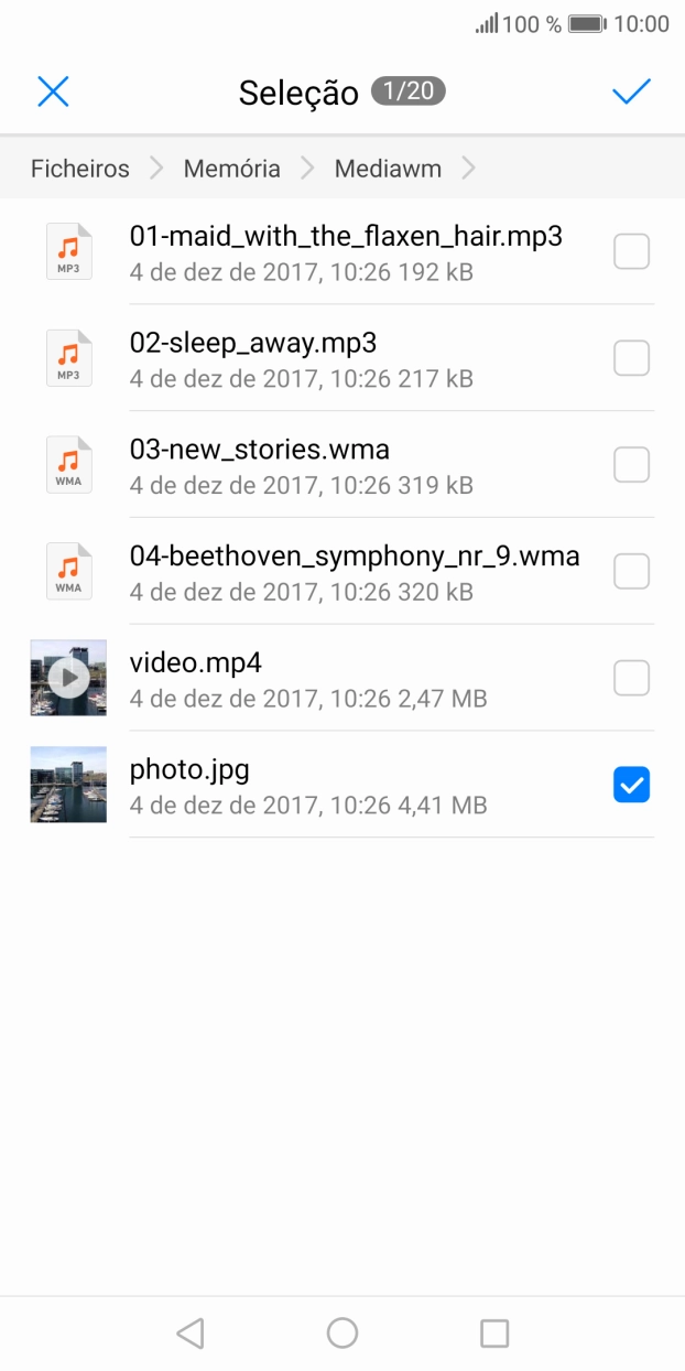 Prima o ícone para aceitar.
