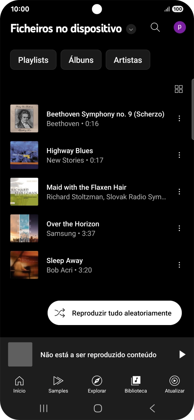 Prima o ficheiro de música pretendido.