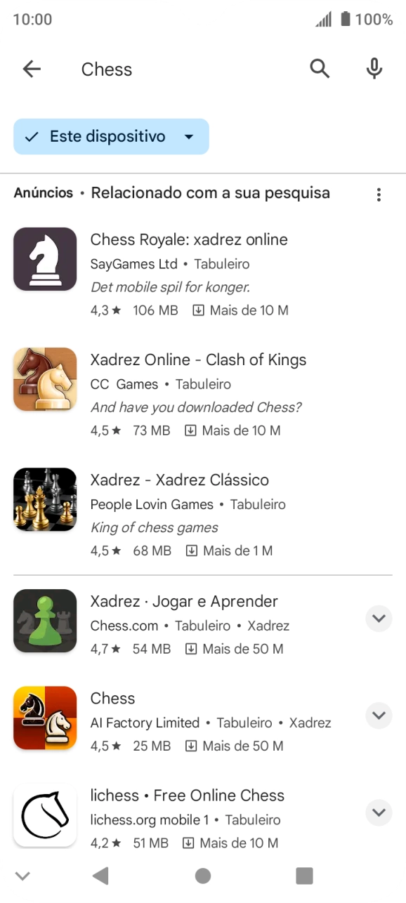 Prima a app pretendida.