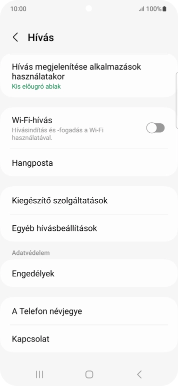 Válaszd a Kiegészítő szolgáltatások lehetőséget.