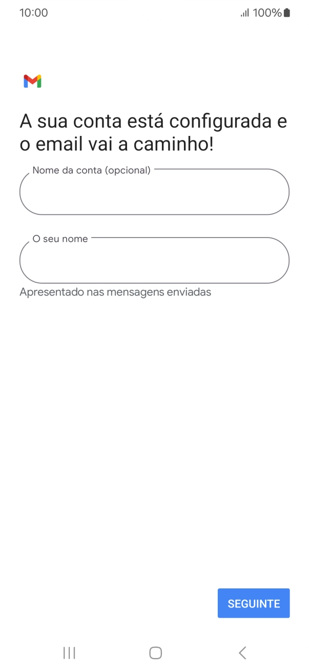 Prima Nome da conta (opcional) e introduza o nome pretendido da conta de e-mail.