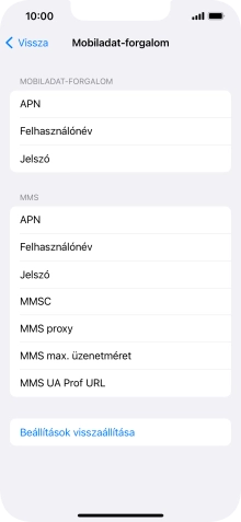 Válaszd az APN lehetőséget. Amennyiben előfizetésed van, írd be azt, hogy mms.vodafone.net.