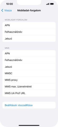 Válaszd az APN lehetőséget. Amennyiben előfizetésed van, írd be azt, hogy mms.vodafone.net.
