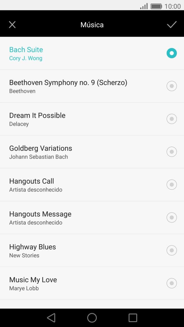 Prima o ícone para aceitar.