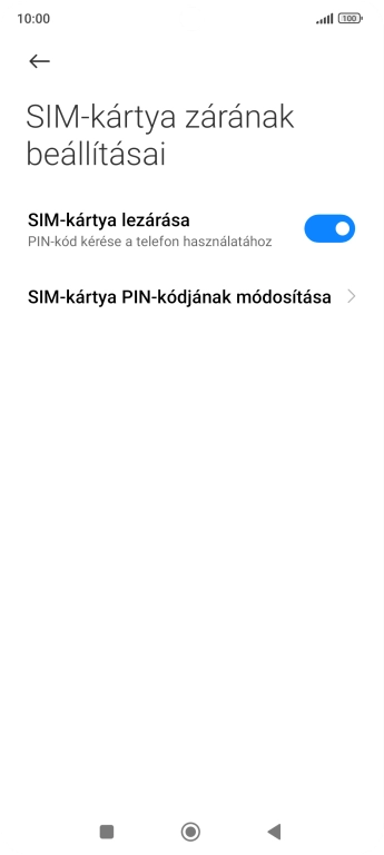 Kattints a „SIM-kártya lezárása” melletti csúszkára a funkció be- vagy kikapcsolásához.