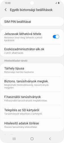 Válaszd a SIM PIN beállításai lehetőséget.