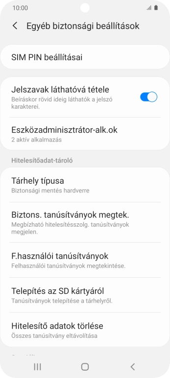Válaszd a SIM PIN beállításai lehetőséget.