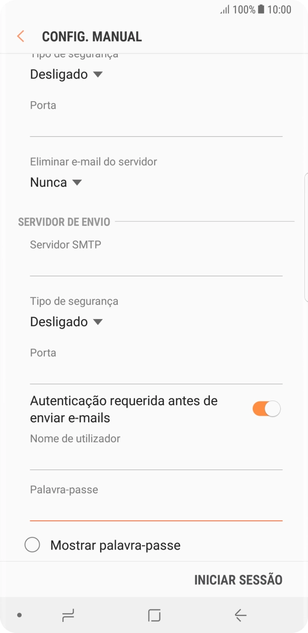 Prima INICIAR SESSÃO.