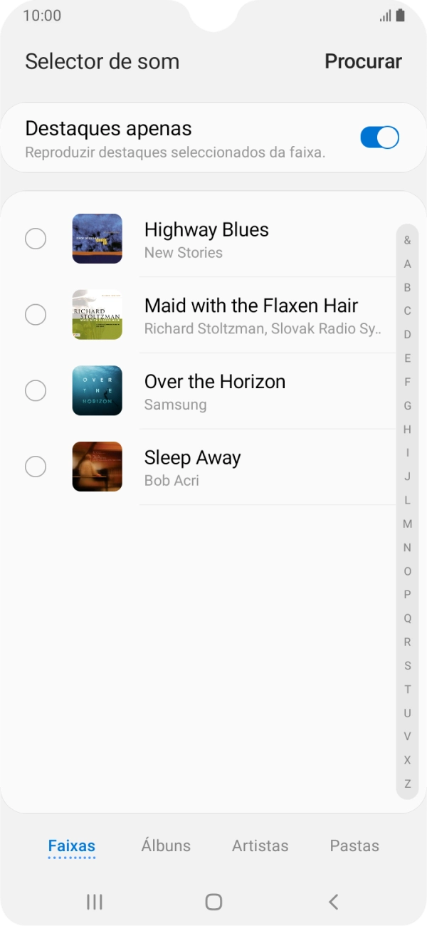 Prima os tons de toque pretendidos para os ouvir.