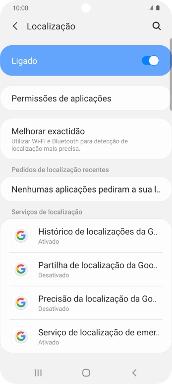 Prima Permissões de aplicações.