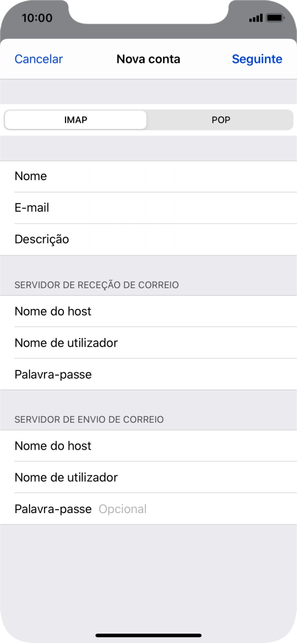 Prima Palavra-passe e introduza a password da sua conta de e-mail na Vodafone.