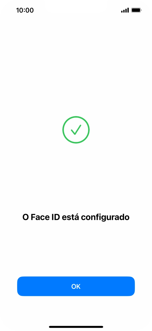 Prima OK. Se ainda não tiver escolhido um código de bloqueio do telefone, introduza um código à escolha duas vezes de seguida.