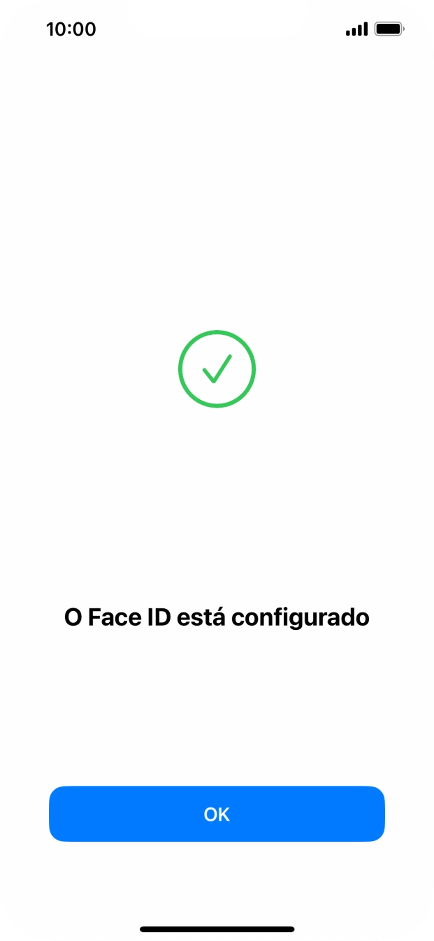 Prima OK. Se ainda não tiver escolhido um código de bloqueio do telefone, introduza um código à escolha duas vezes de seguida.