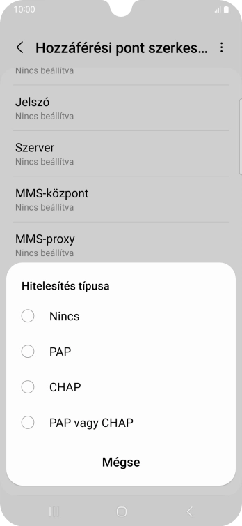 Válaszd a PAP lehetőséget.