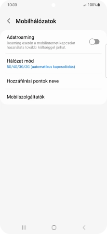 Válaszd a Mobilszolgáltatók lehetőséget.