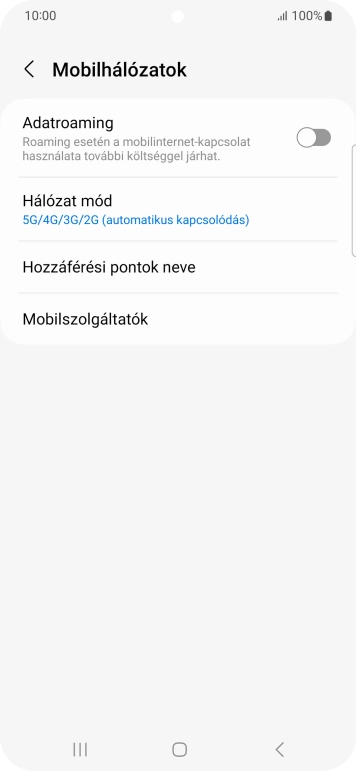 Válaszd a Mobilszolgáltatók lehetőséget.