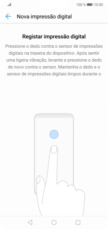 Siga as indicações no ecrã para definir a impressão digital como código de bloqueio.