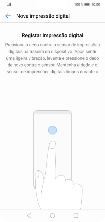 Siga as indicações no ecrã para definir a impressão digital como código de bloqueio.