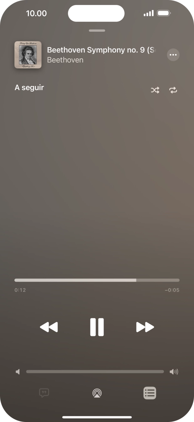 Prima o ícone de reprodução aleatória para ativar ou desativar a função.