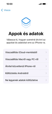 Válaszd a Ne legyenek adatok költöztetve lehetőséget, és kövesd a képernyőn megjelenő utasításokat az aktiválás befejezéséhez.