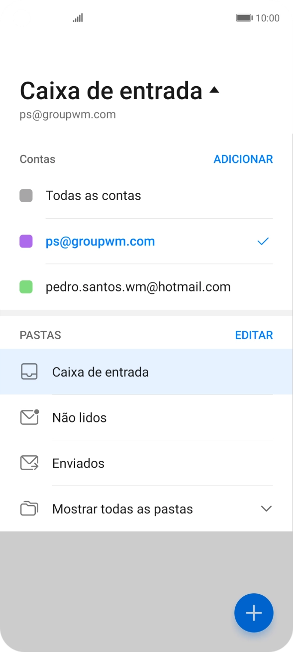 Prima a conta de e-mail pretendida.