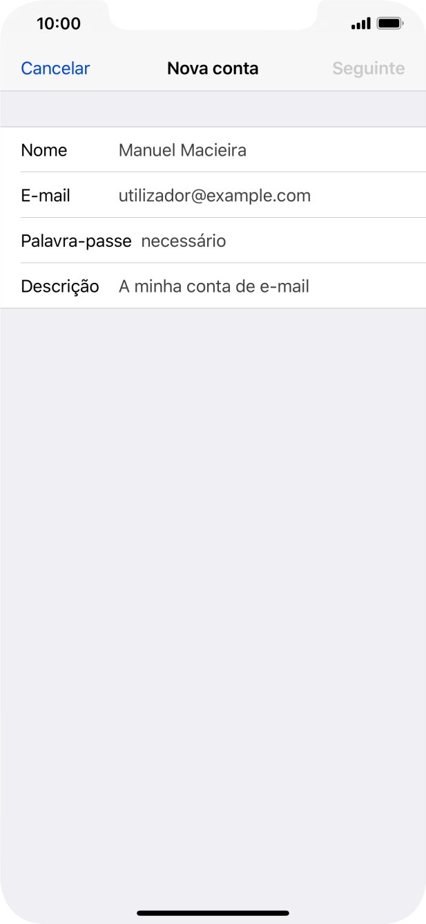 Prima Nome e introduza o nome do remetente pretendido.