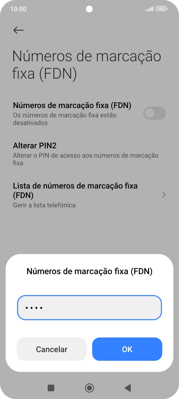 Introduza o código PIN2 e prima OK.