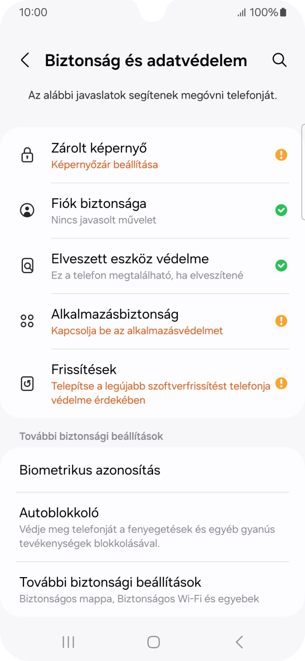 Válaszd a További biztonsági beállítások lehetőséget.
