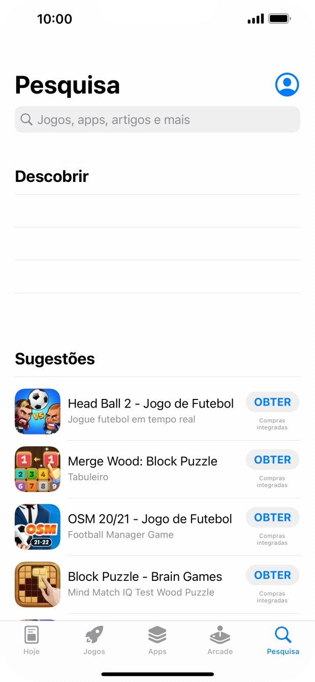 Prima o campo de pesquisa e introduza o nome ou categoria da app pretendida.