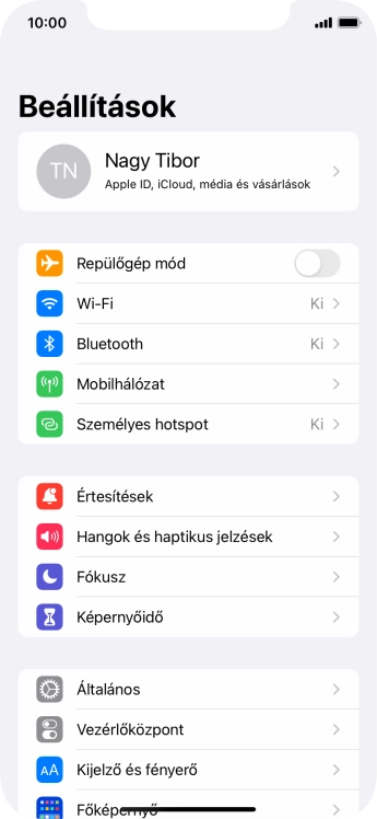 Válaszd a Személyes hotspot lehetőséget.