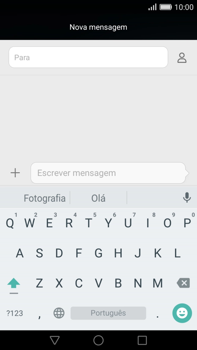 Abra uma nota, mensagem ou e-mail para que o teclado apareça no ecrã e o telefone fique pronto para a escrita de texto.