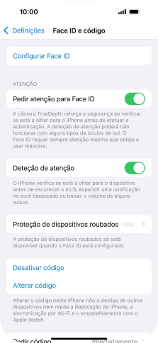 Prima Desativar código, e introduza o código de bloqueio.