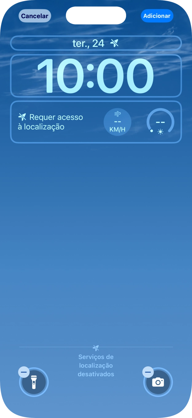 Se pretender personalizar a visualização da data no ecrã de bloqueio, prima o widget de data e siga as indicações no ecrã para escolher a visualização pretendida para o widget.