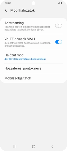 Kattints az „Adatroaming” melletti csúszkára a funkció be- vagy kikapcsolásához.