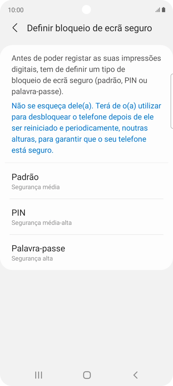 Prima o código de bloqueio do telefone pretendido e siga as indicações no ecrã para estabelecer um código de bloqueio adicional.