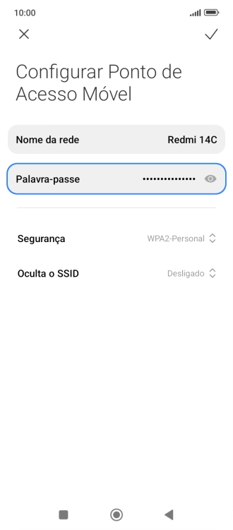 Prima Nome da rede, e introduza o nome pretendido do hotspot Wi-Fi.