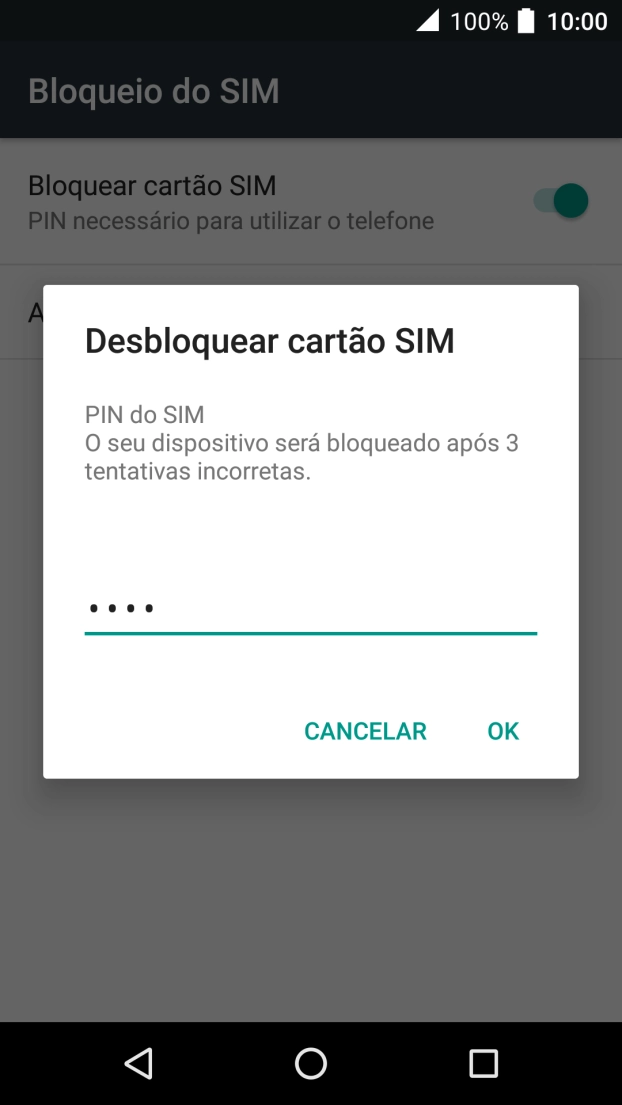 Introduza o seu código PIN e prima OK.