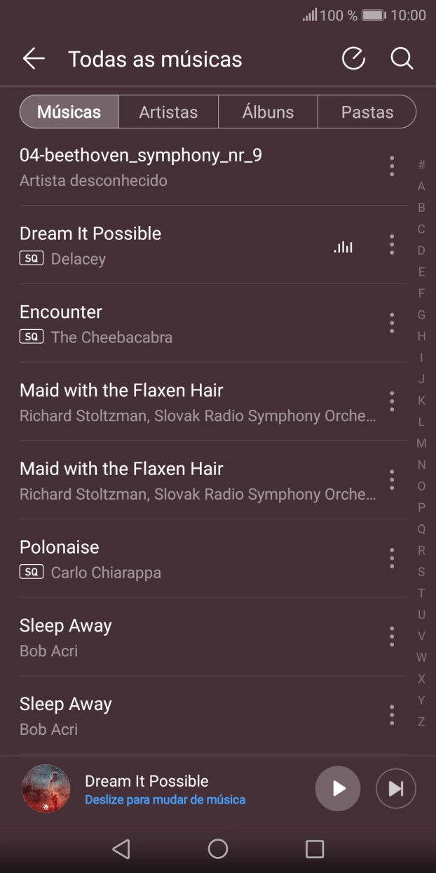 Prima o ficheiro de música pretendido.