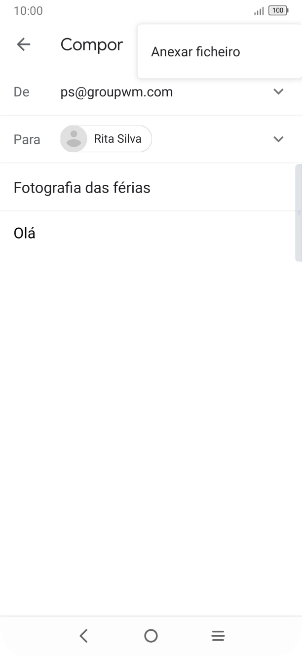 Prima Anexar ficheiro e vá até à pasta pretendida.