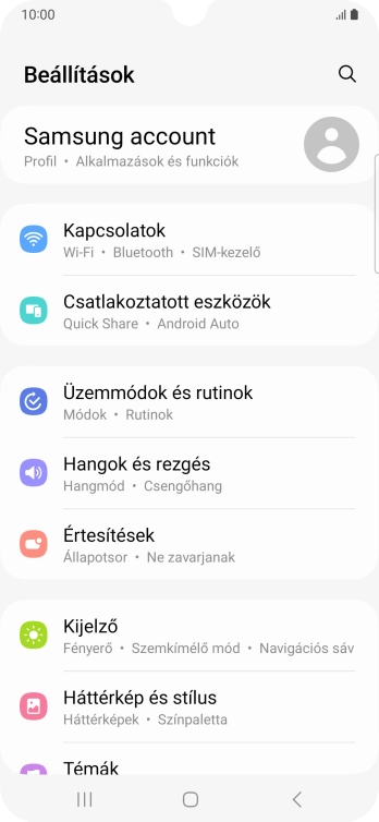 Válaszd a Kapcsolatok lehetőséget.