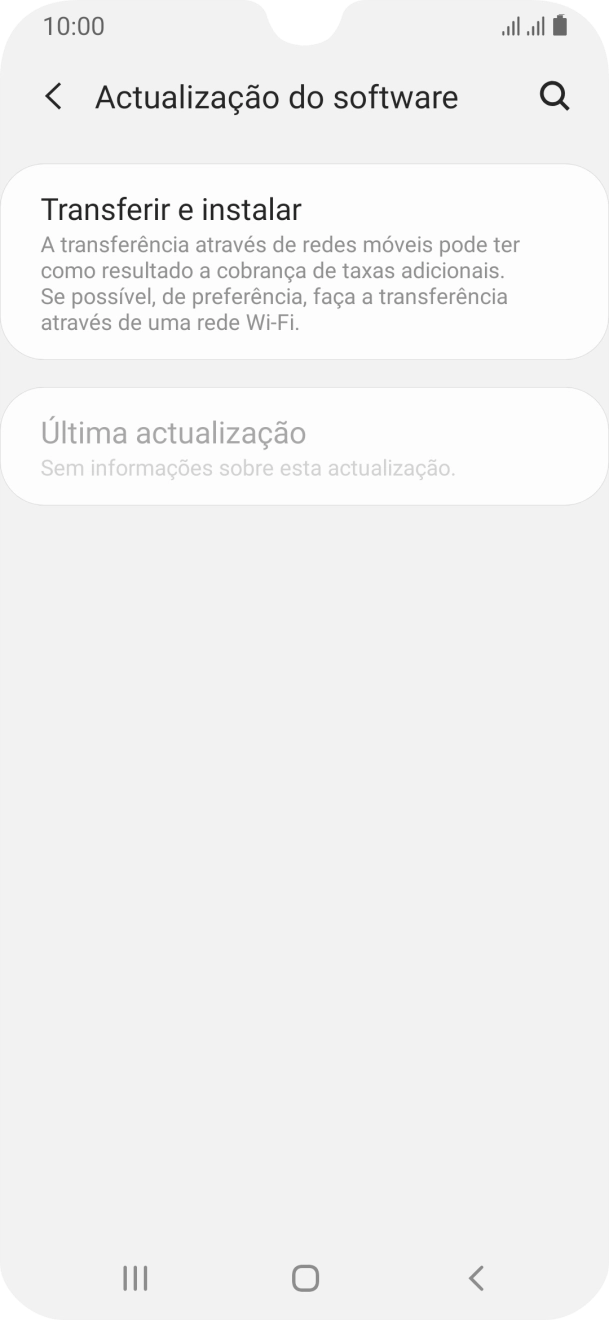 Prima Transferir e instalar. Se existir uma nova versão de software disponível, será agora indicado no ecrã. Siga as indicações no ecrã para atualizar o software do telefone.