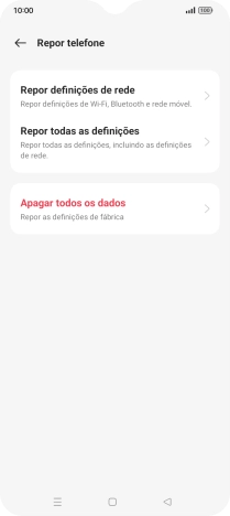 Prima Apagar todos os dados.
